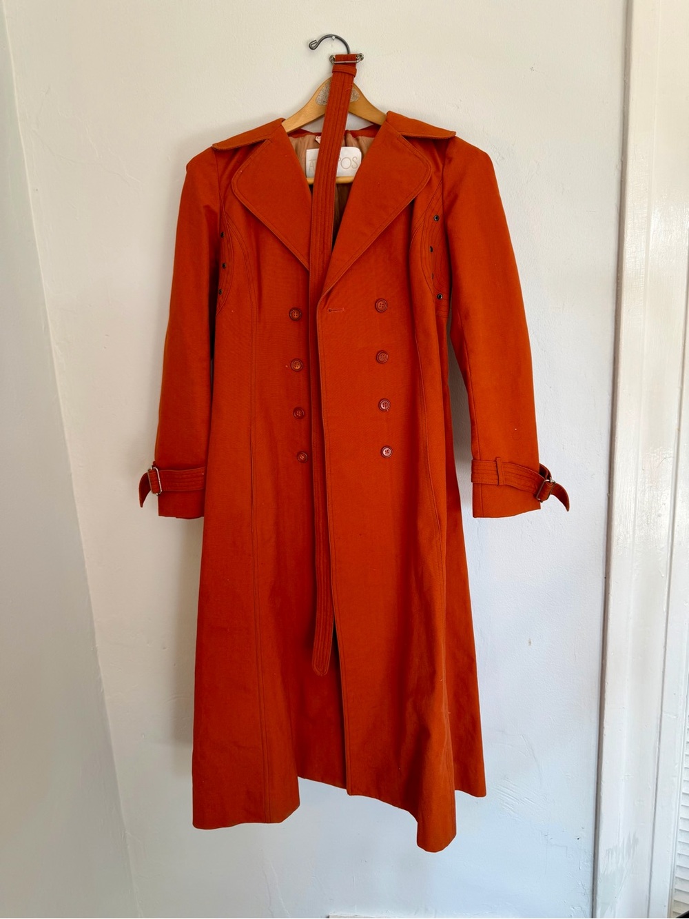 Vintage Orange Double-Breasted Trench Coat